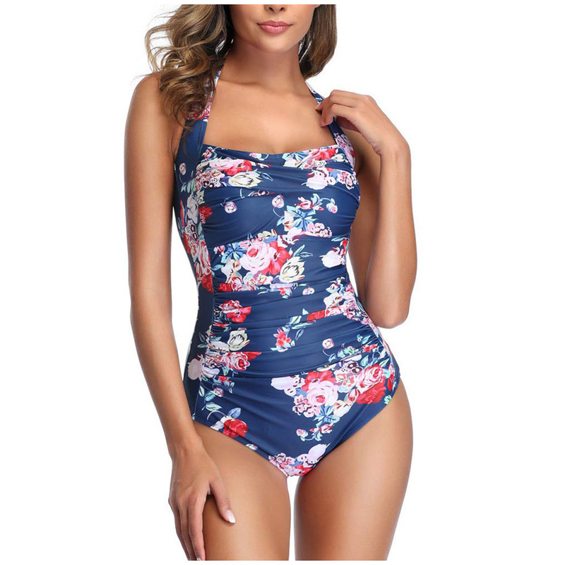 Damen Eendeel Push-ups Gepolstert Bikini Badeanzug Monokini_voghion.com