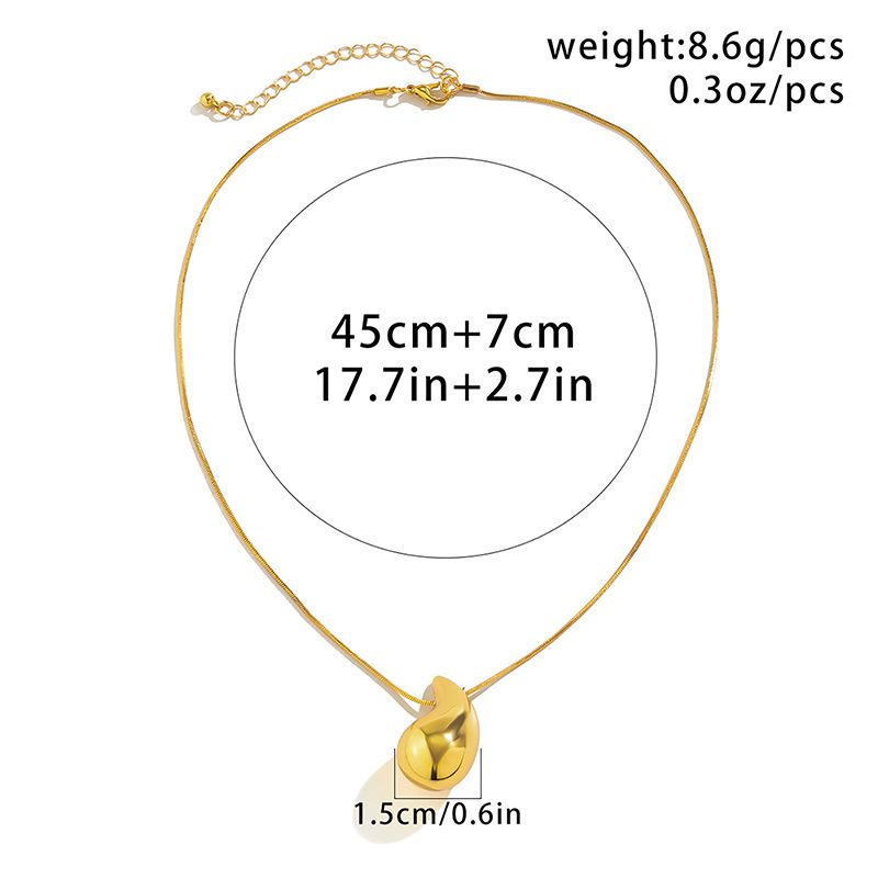 2025 Damesmode Dames gouden modieuze glanzende dikke ketting, metalen retro druppelvormige hanger, ketting, cadeau sieraden_voghion.com