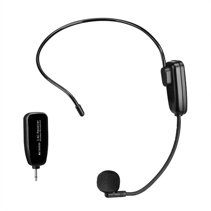 Retekess TT123 2.4G Trasmettitore microfono wireless da testa con ricevitore per amplificatore vocale Tour didattico_voghion.com
