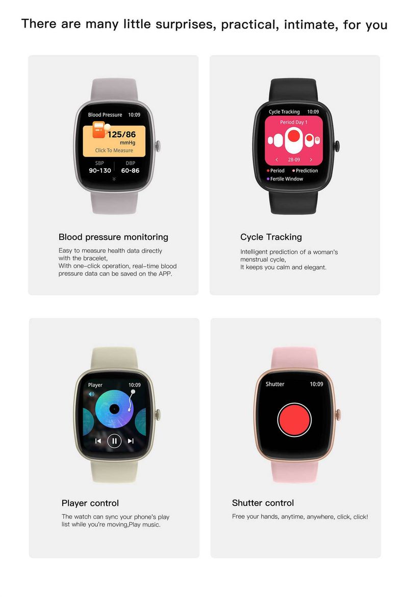 Montre connectée Bluetooth, appels, étanche, sommeil, rappel de messages, musique, sport, couple_voghion.com