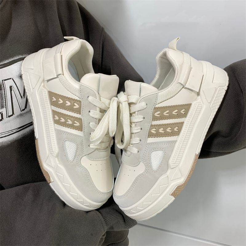 2023 printemps et automne nouvelle version coréenne de Ins chaussures blanches à la mode pour les étudiants baskets rétro à lacets oreille de blé chaussures décontractées femmes_voghion.com