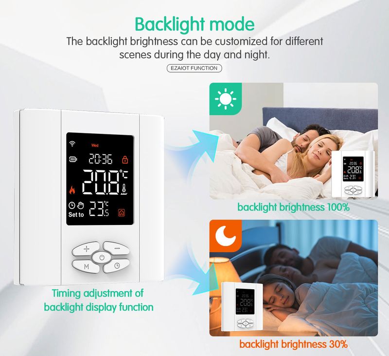 WiFi Heizthermostat Tuya Smart Temperaturregler Low Power Batterie Fir Gas Boiler funktionnéiert mat Alexa Google Home_voghion.com