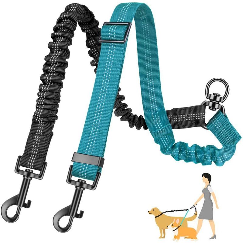 Hot Selling Medium And Large Car Safety Harness Multifunctional Double Dog One Tow Two Pet Leash_voghion.com