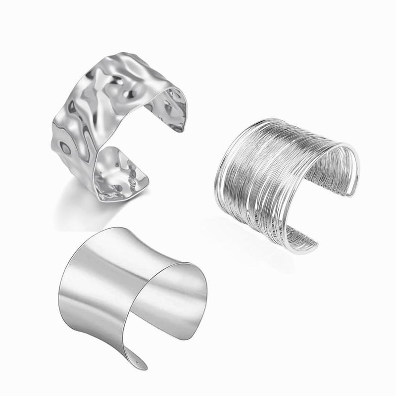 Set di 3 braccialetti rigidi color oro per donna, braccialetti rigidi minimalisti irregolari, braccialetti rigidi aperti e larghi, gioielli da polso_voghion.com
