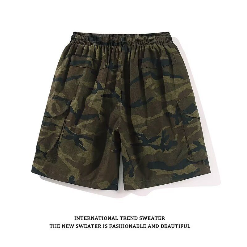 Camouflage funktionelle Workwear Shorts Herren, vielseitiger Sommer Pärchen Style, lockere Passform, übergroße Hose mit geradem Bein,_voghion.com