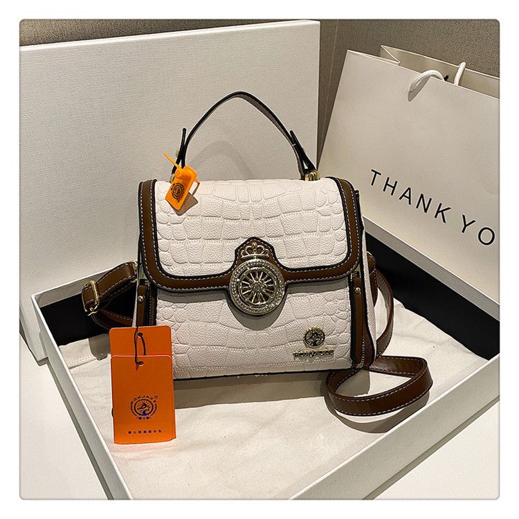 Handheld women's 2024 new high texture versatile simple shoulder crocodile pattern large capacity crossbody bag_voghion.com