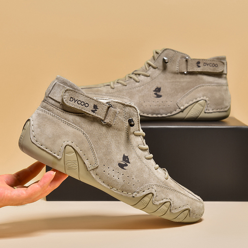 Fox high casual cotton shoes, leather top layer, Martin boots, men's shoes_voghion.com