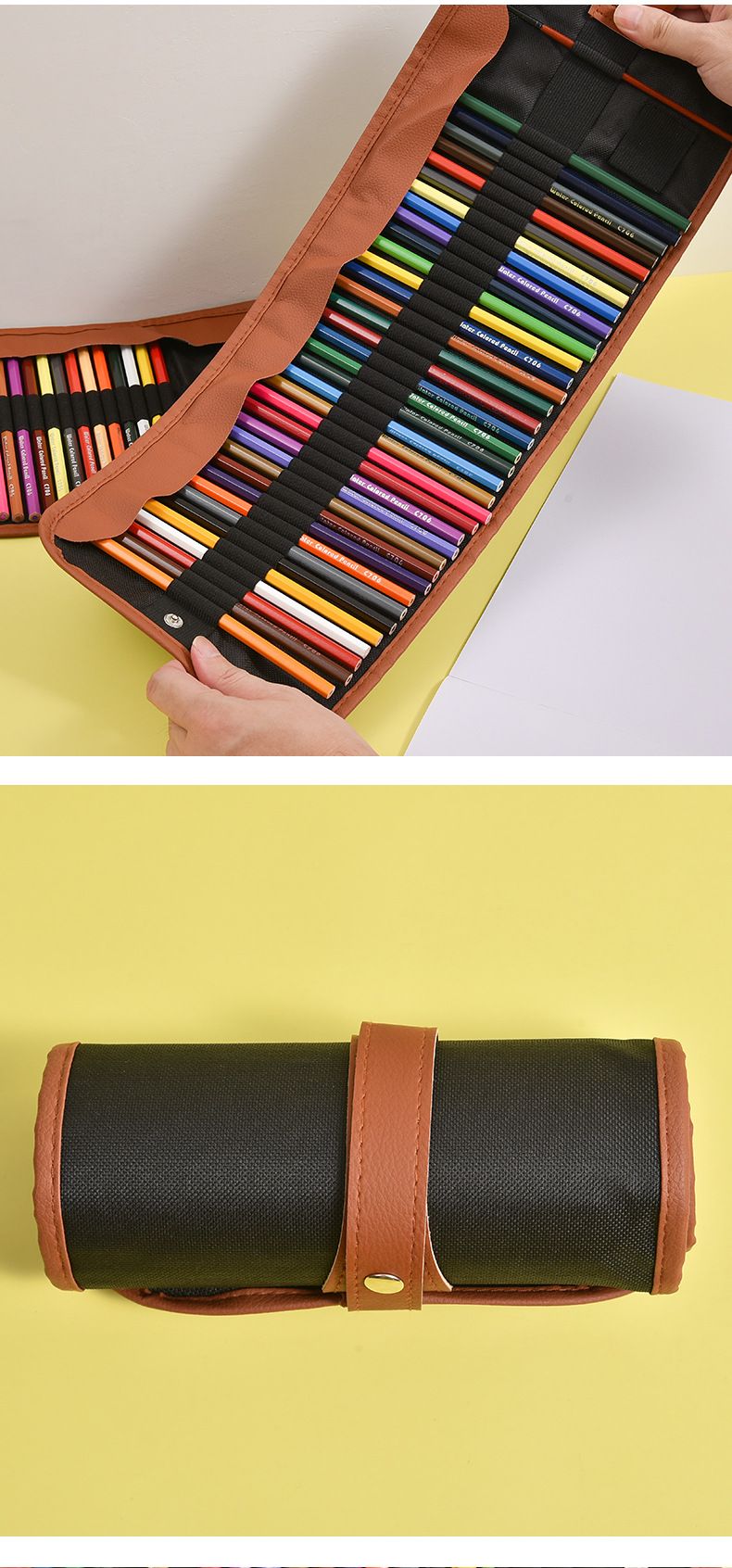 50-Color Wooden Pencil Case For Colored Pencils - Portable Art Supplies Organizer For Students & Artists, Durable Wooden Design, 2B Hardness_voghion.com