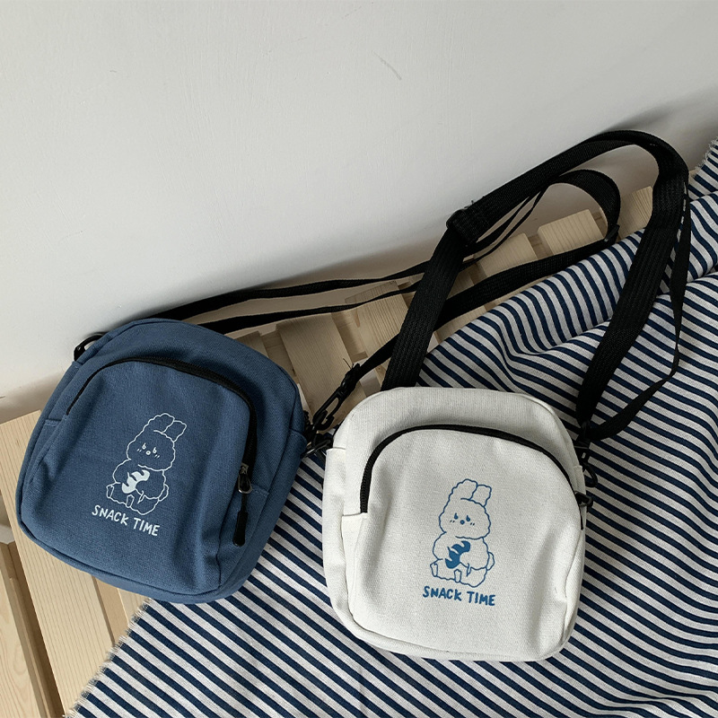 Borsa a tracolla piccola in tela con coniglio carino da donna, casual, per studenti, ragazze, borse a tracolla, vintage, da donna, borsa per telefono, borsa a tracolla_voghion.com