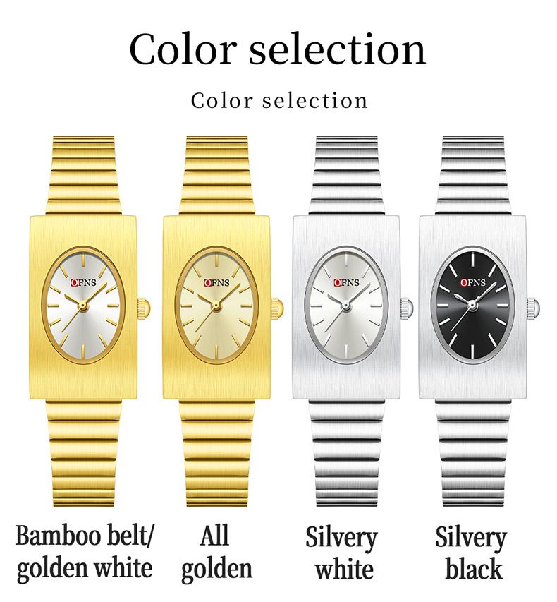 Women's Minimalist Rectangular Watch – Japanese Quartz Movement, Bamboo-Inspired Bracelet, Elegant & Lightweight_voghion.com