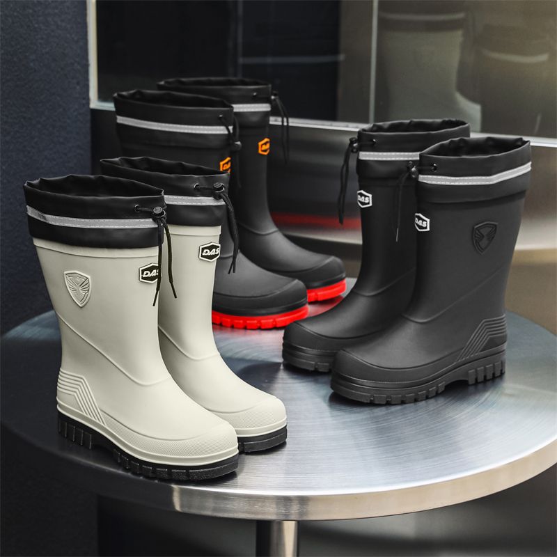 2024 Herfst- en winterregenlaarzen met fleecevoering en trekkoord_voghion.com