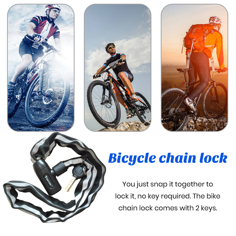 Bloqueio de corrente de bicicleta SportLife com chave de alta segurança anti-roubo impermeável resistente a cisalhamento universal motocicleta scooter bloqueio de corrente_voghion.com