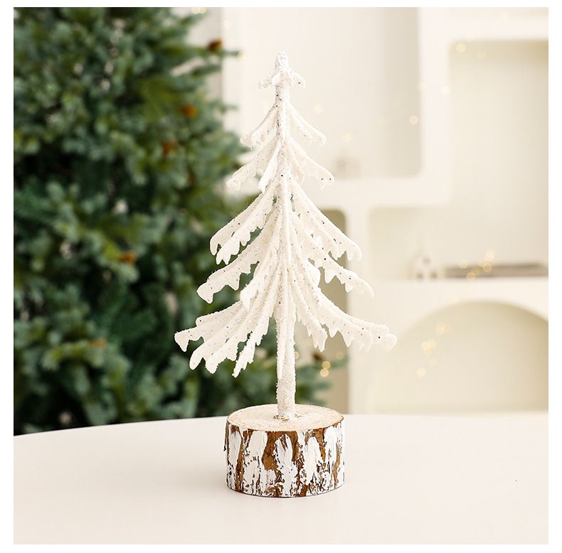 Christmas Mini Tree Ornaments European Creative White Desktop Tree Decorations_voghion.com