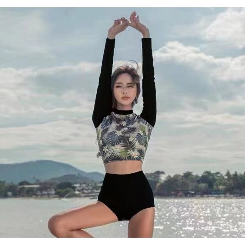 Korean And Snorkeling Long Sleeve Sun Protection Conservative Two-Piece Bikini Jellyfish Suit Beach Surfing Swimsuit For_voghion.com