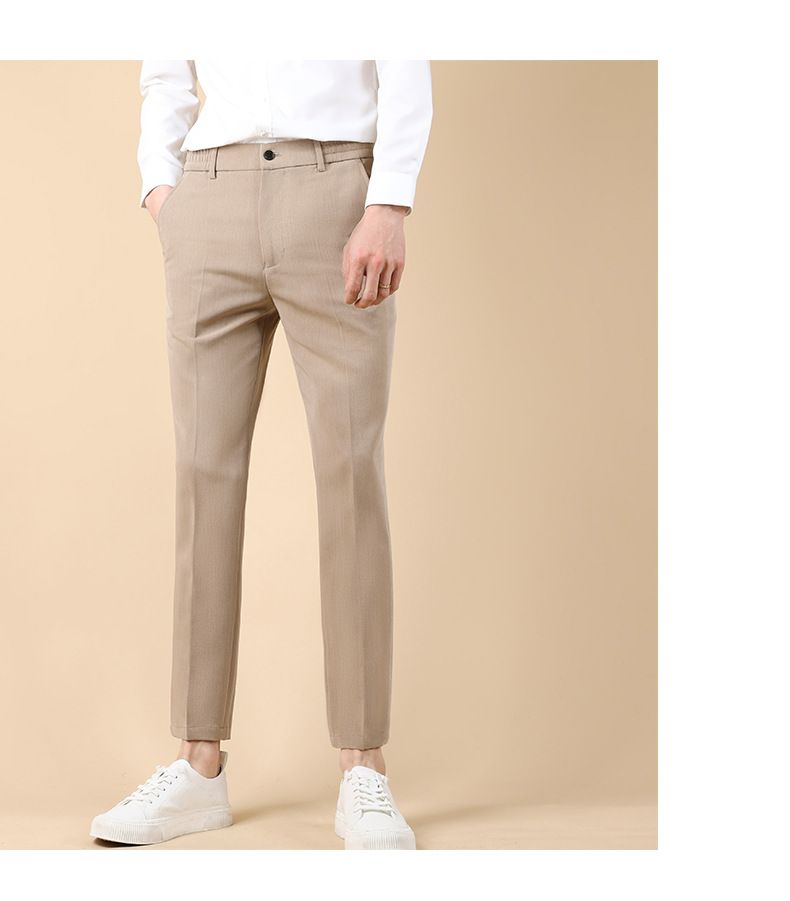 Men's Summer Slim Fit Dress Pants, Breathable & Wrinkle-Resistant, Straight Cut Casual Office Trousers (Black/Gray/Khaki)_voghion.com