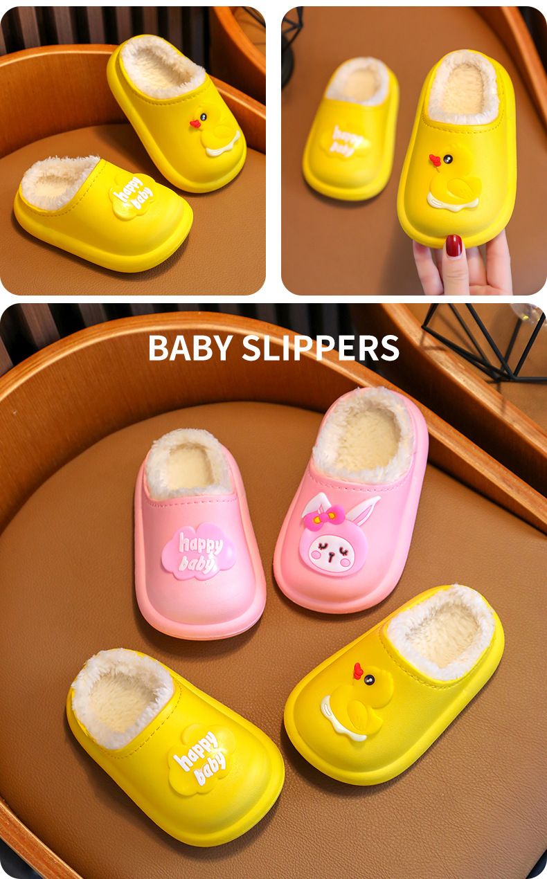 Pantofole per bambini, scarpe in pelliccia con cartoni animati autunnali e invernali per ragazzi e ragazze, puntali per bambini di medie e grandi dimensioni, anticollisione e_voghion.com