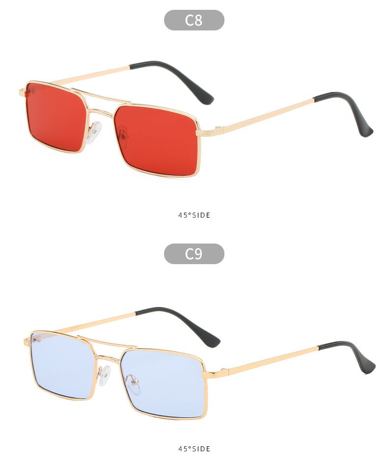 Dupla gerendás, négyzet alakú fém napszemüveg, divatos, minden egyezésű személyiségű napszemüveg férfiaknak és nőknek_voghion.com