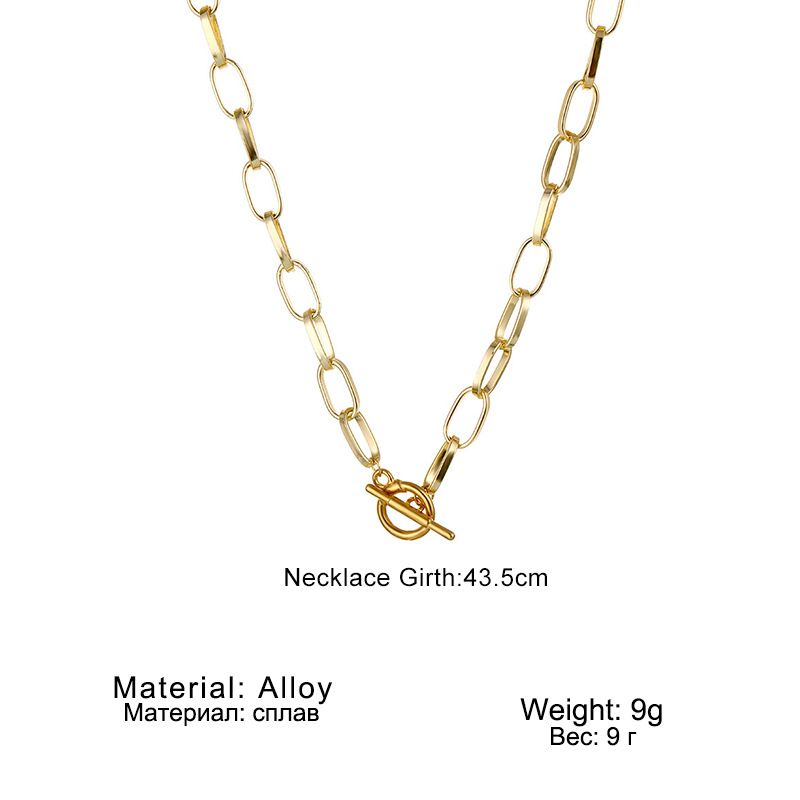 Hip hop style alloy OT buckle necklace female simple clavicle chain necklace_voghion.com