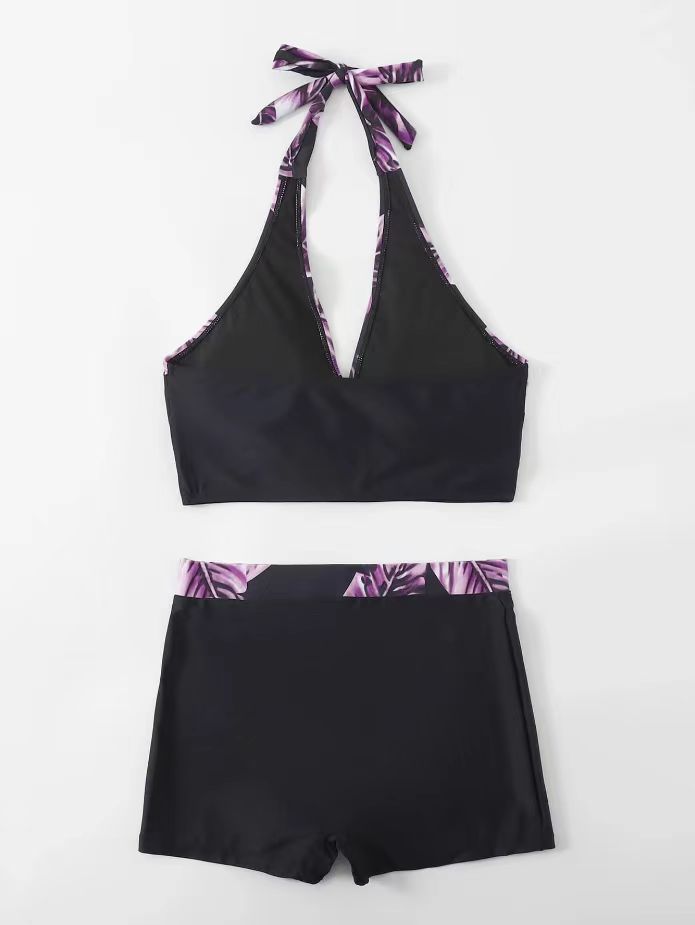 Costume da bagno intero da donna, con stampa digitale, con lacci, scollo all'americana, boxer, bikini sexy_voghion.com