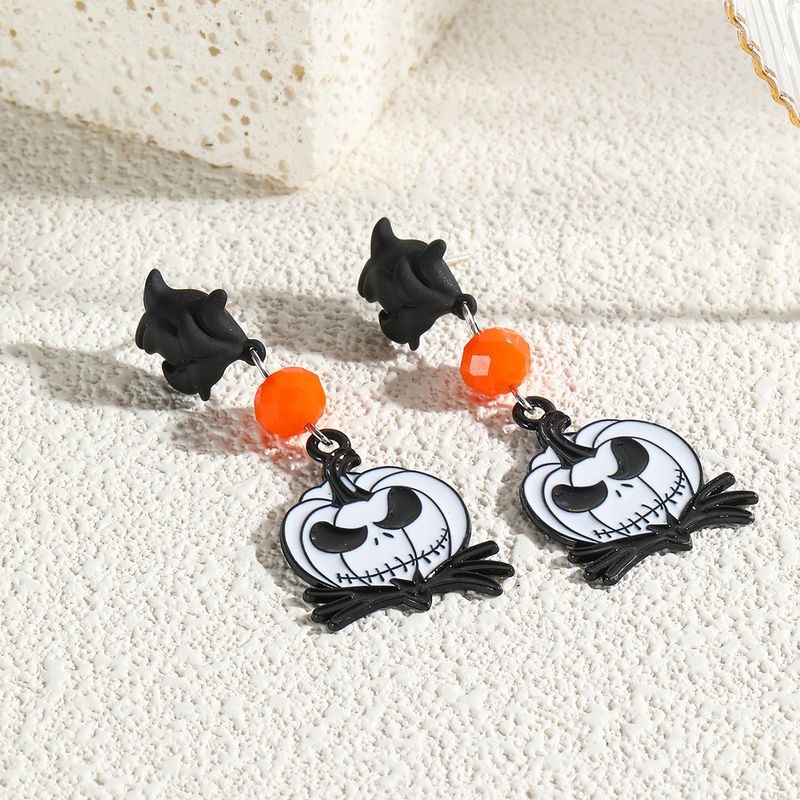 orecchini teschio scuro per donna vendita calda orecchini in lega di diamanti zucca ragno set di orecchini di Halloween_voghion.com