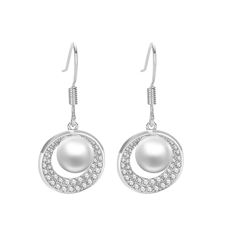 Sterling VENUS Sier Lnlaid Zircone Perla Pendente Rotondo Cerchio Orecchini Donna Orecchini Gioielli Regali Chi_voghion.com