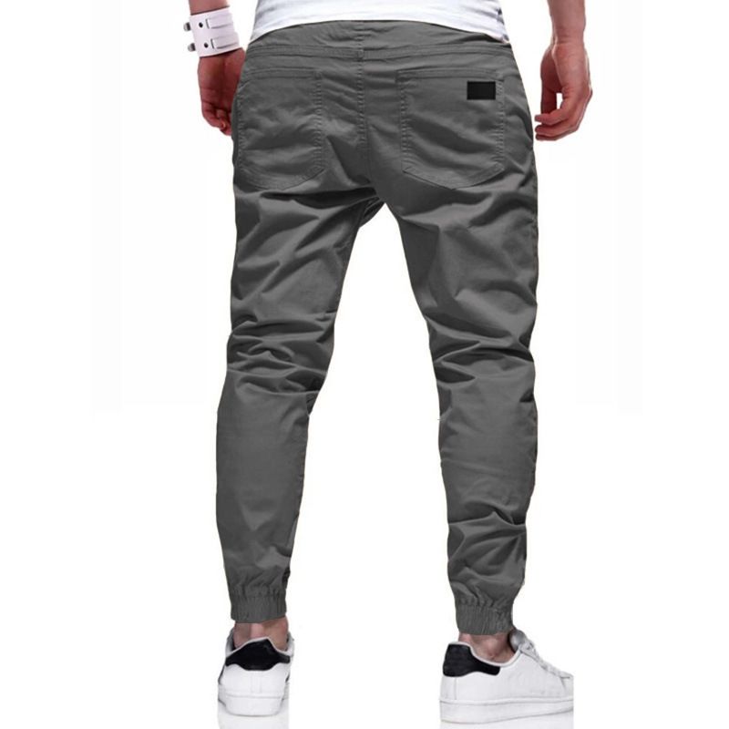 Neue lässige Sport-Jogging-Arbeitshose für Herren, einfarbige Slim Fit-Hose mit Beinbindung_voghion.com