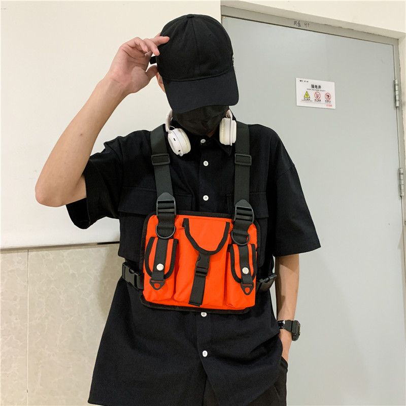 Tactical Ins Trendy Brand Functional Men's Wind Running Exercise Vest Chest Bag_voghion.com