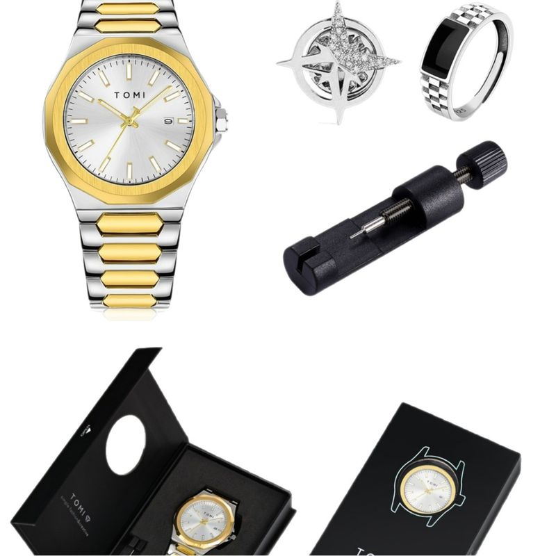 New Waterproof Calendar Non-Mechanical Brooch Gift Box Set Watch Men_voghion.com