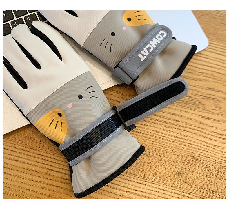 Rüzgar Geçirmez Sürüş Eldivenleri Kadın Sonbahar ve Kış Kadife Kalınlaştırılmış Sıcak Tutan Kaymaz Pamuklu Eldivenler Koşu İçin Dokunmatik Ekranlı_voghion.com