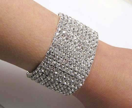 Kristall Konstgjort Försilvrat Flera Rader Elastiskt Armband Brud Bröllopssmycken Armband Student Flickvän Hel Diamantarmband_voghion.com