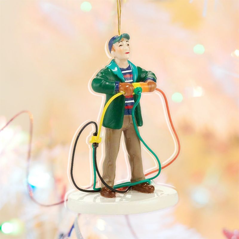Auffälliger Weihnachts-Hängeanhänger mit Umhängeband, Acryl-Weihnachtsferiendorf-Ornament, Partyzubehör_voghion.com
