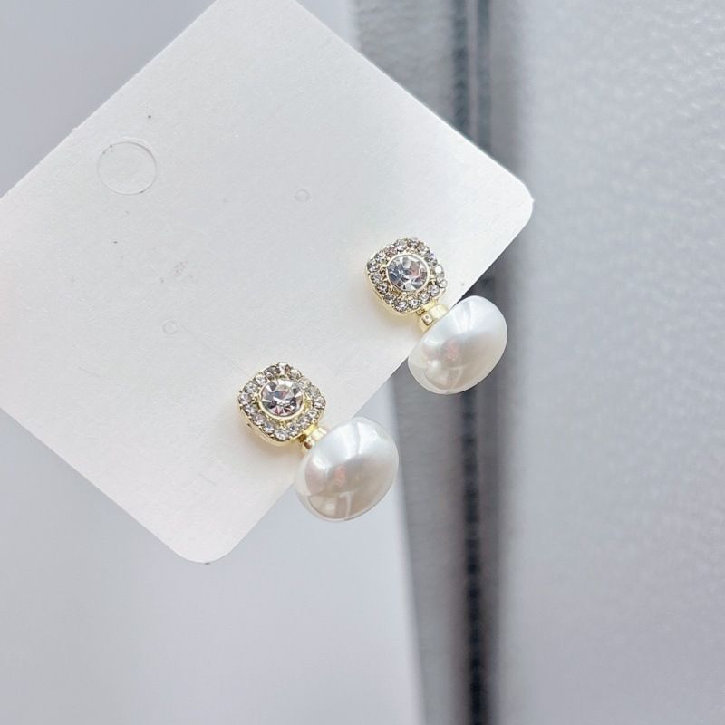 Orecchini giapponesi e coreani squisiti con fiocco di perle e diamanti, semplici e versatili, alla moda, piccoli, per donna._voghion.com