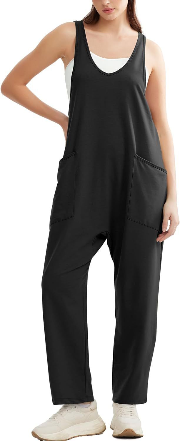 Sommer-Jumpsuit aus Baumwolle für Damen – Ärmelloser Overall mit Taschen, lässiger, lockerer Schnitt | Streetwear-Mode | Leicht und atmungsaktiv_voghion.com