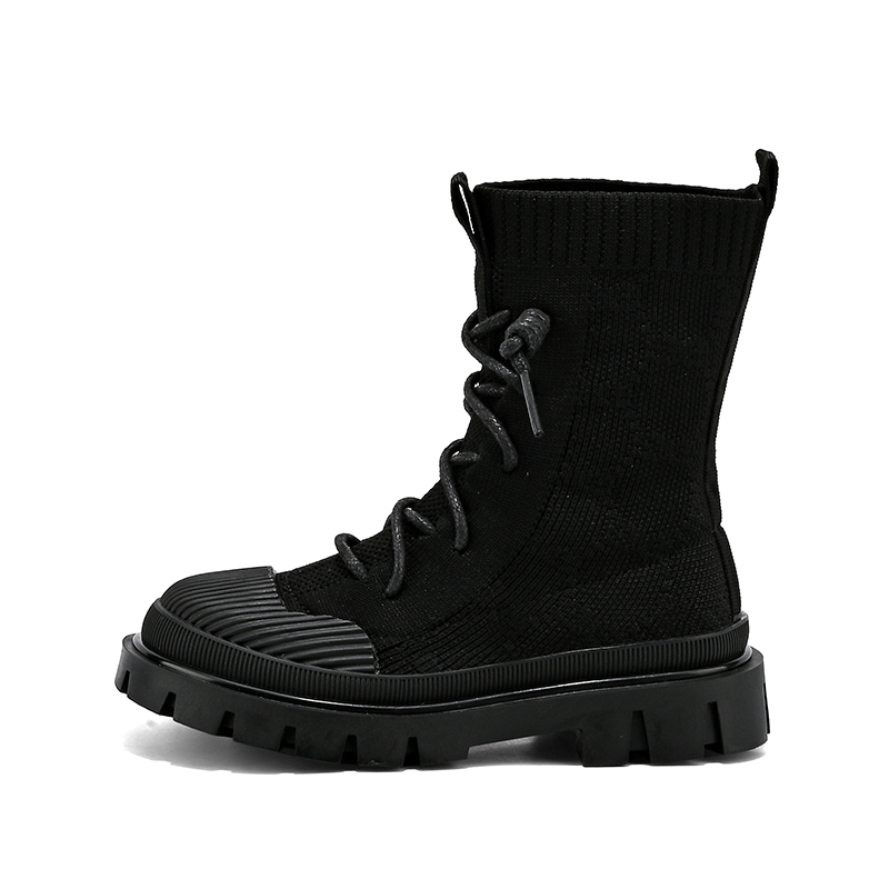YISHEN Flickor Stövlar Strumpor Skor Snörning Barnstövlar Andas Elastisk Flygande Stickning Chunky Skor Modestövlar för barn_voghion.com