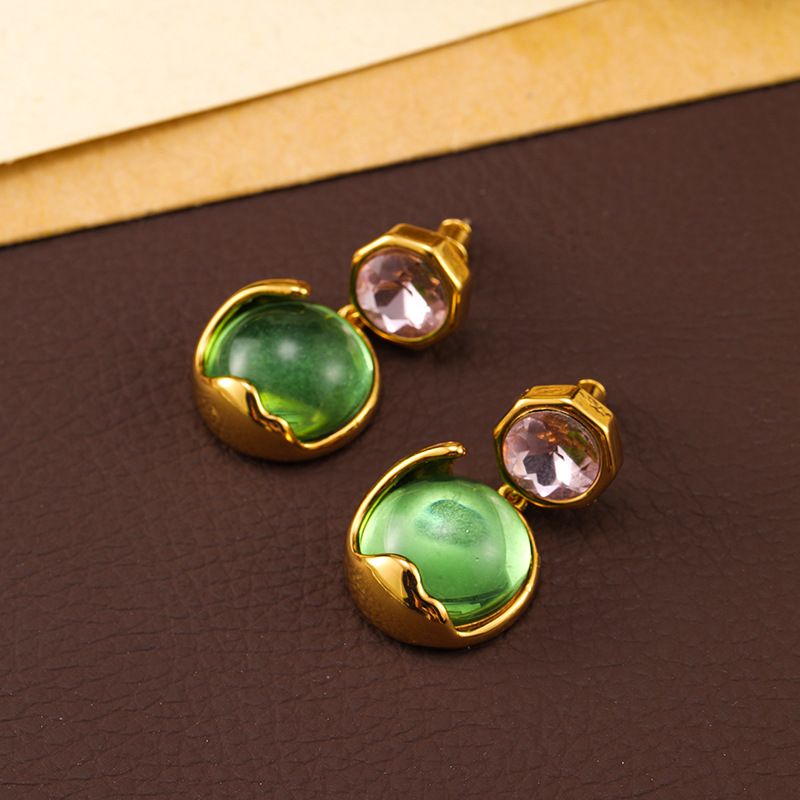 Qingdao Jewelry Vintage Grünes Glas und Hochwertige Ohrringe im Ethno-Stil_voghion.com