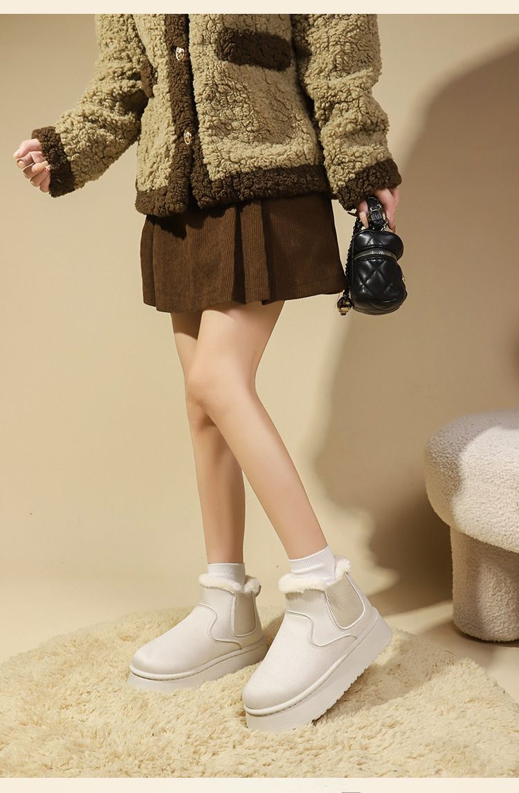 Stivali da neve da donna 2025, nuovi stivali corti in velluto con un pedale, moda invernale, scarpe in cotone_voghion.com