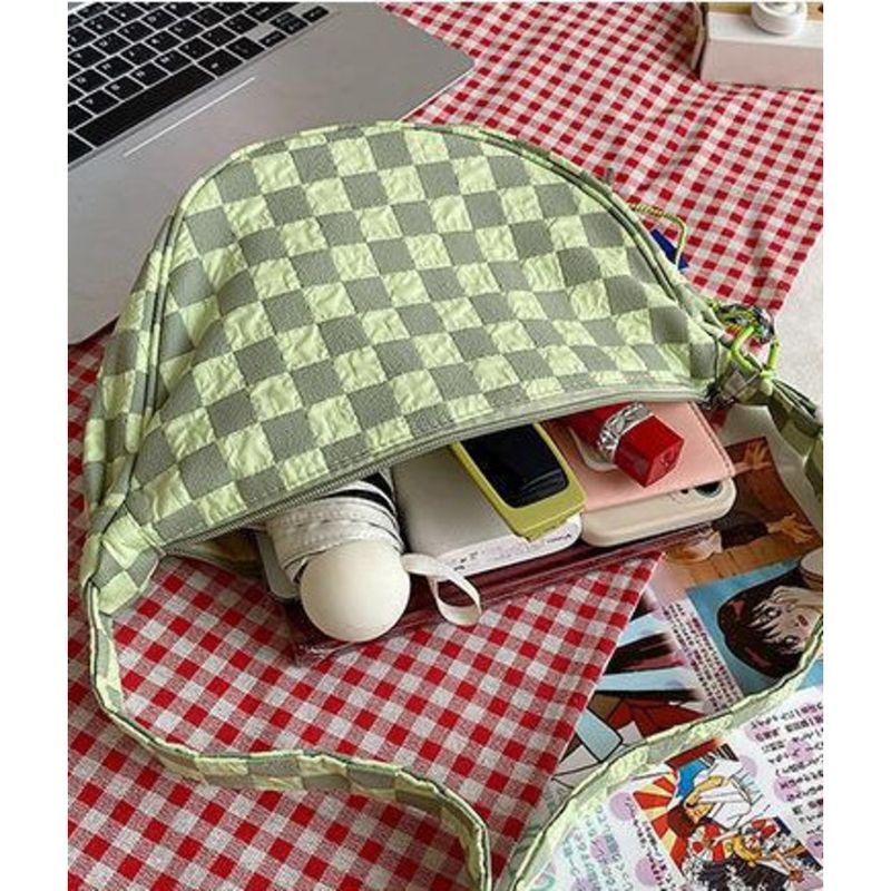 Checkered Dumpling Bun Women's Bag 2024 New Korean Small Form Design Fashionable and Versatile One Shoulder Crossbody Bag_voghion.com