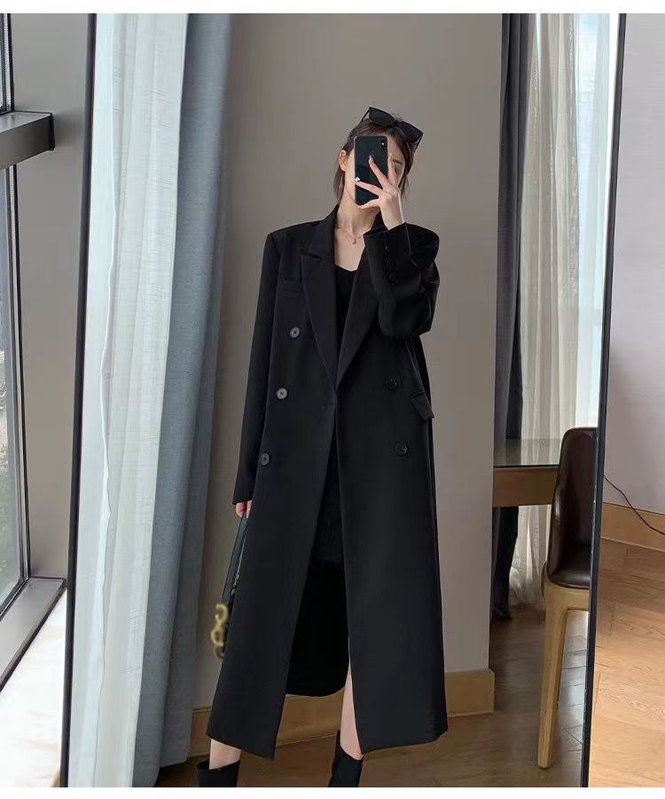 Trench di alta qualità per donna, lunghezza media, nuovo stile primavera e autunno 2025, cappotto lungo con colletto doppiopetto_voghion.com