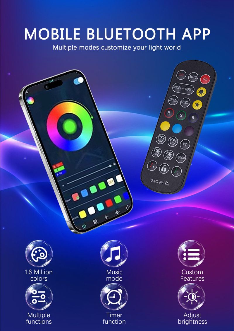 Lampada da scrivania con telecomando, per computer, per atmosfera da gioco RGB intelligente, con telecomando, per auto, musica e ritmo._voghion.com