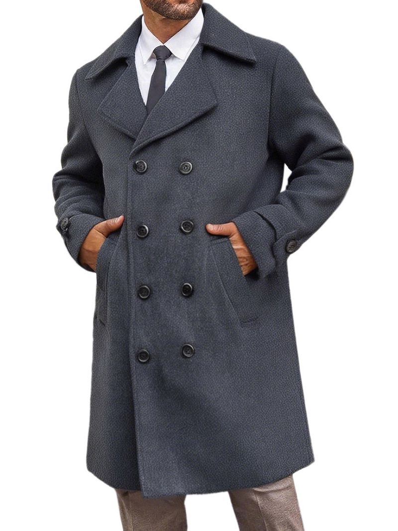 Zweireihiger Trenchcoat aus Wollmischung – Slim Fit Mantel für Herren (Schwarz/Anthrazit/Camel, M-XXXXL)_voghion.com