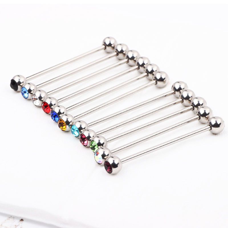 Heiße lange weiche Ohr Knochen Nagel Bohrer Ball Industrie Hantel Langhantel Piercing Schmuck_voghion.com