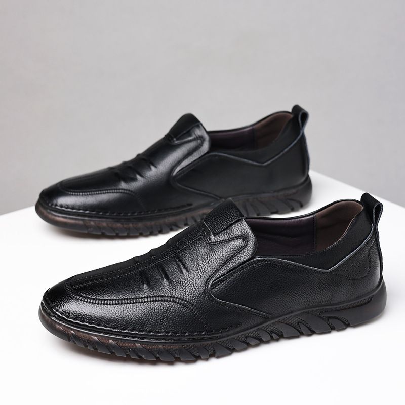 Erste Schicht Rindsleder Sommer Casual Echte Sohle Weiche Oberfläche Einzelne Herren Lederschuhe_voghion.com