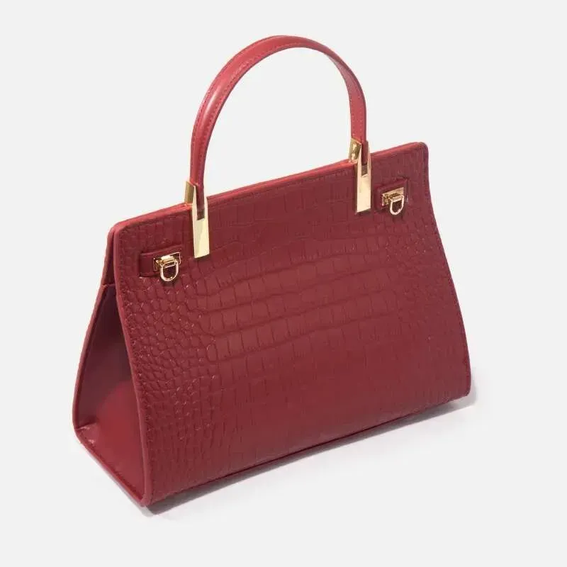Petit sac à main Odino en cuir véritable pour femme, design de niche, bandoulière, rouge_voghion.com