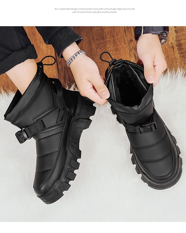 Stivali da neve invernali da uomo, impermeabili, slip-on, foderati in pelle, caldi, con suola spessa, scarpe casual da esterno_voghion.com