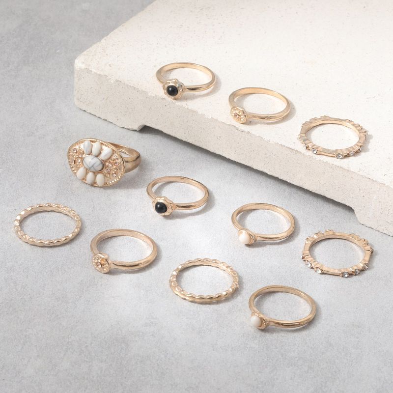 Heißer Verkauf Legierung Persönlichkeit Gold Farbe 11 Stück Set Ring Hand Schmuck_voghion.com