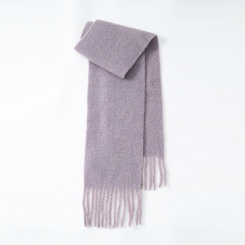 Homemade Wool Blend High-grade Loose Atmosphere Solid Color Tassel Scarf Ladies 2025 Autumn And Winter New Knitting Warm Scarf_voghion.com