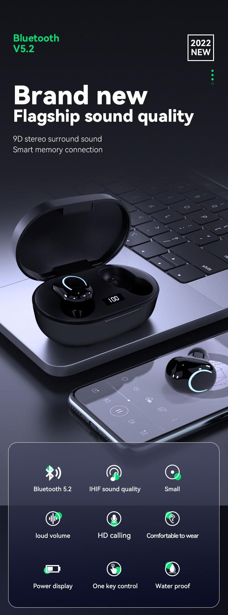 Nuovo X12 Wireless Bluetooth Ear Digital Display 5.3TWS Mini Auricolari Sport Auricolari Bluetooth A6S_voghion.com