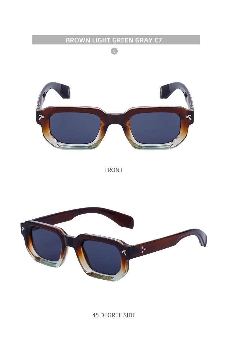 2024 Neue europäische und amerikanische Mode, einfache und vielseitige trendige Box-Sonnenbrille für Männer, kleine Rahmen-Straßenschieß-Sonnenbrille für Männer_voghion.com
