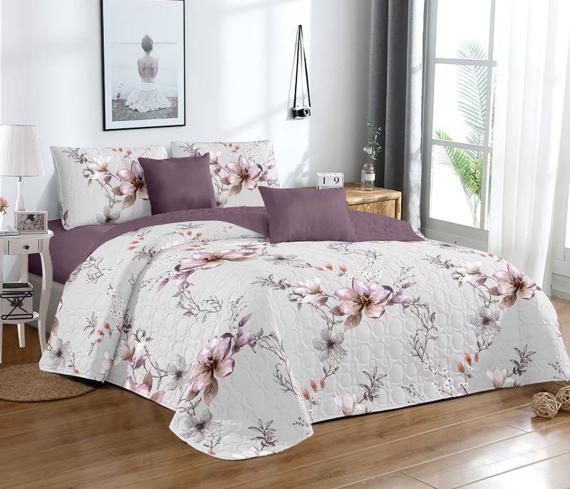 Couverture matelassée trois pièces imprimée respirante lavable en machine pour lit double extra large_voghion.com