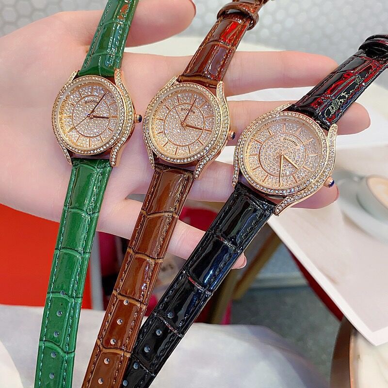 Shigaodi Full Diamond Belt with Red Diamonds and High Beauty Quartz Waterproof Women's Watch Instagram Style_voghion.com